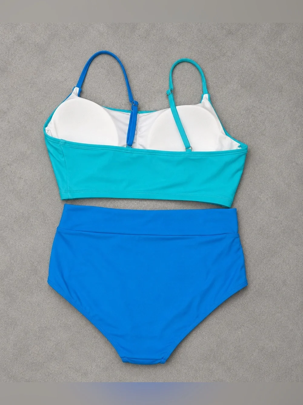 NWT - Herseas Womens Colorblock High Waisted Bikini - Teal Green - Size Small